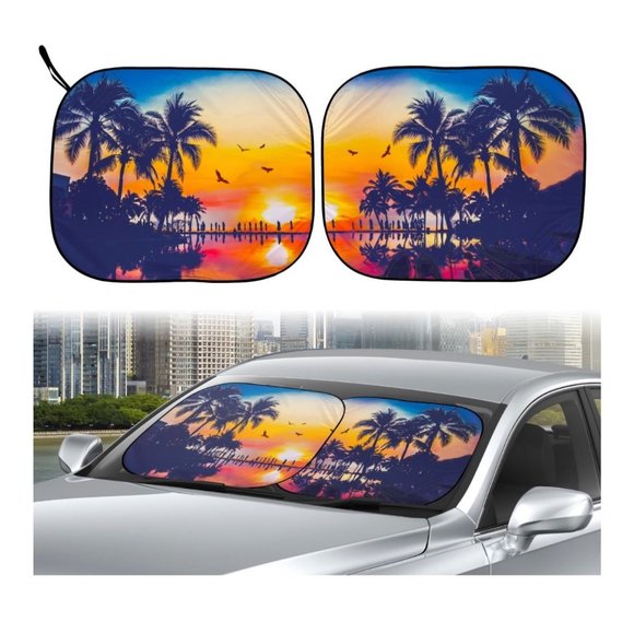 Auto Drive 2 Piece Universal Fit Most Vehicles Windshield Sun Shade, 31.5" x 38" - Picture 4 of 6